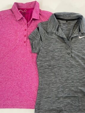 Nike Golf Dri Fit Womens Polo Lot Of 2 Small Gray And Pink Heather